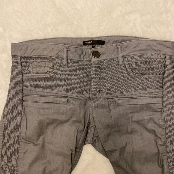 Maje Denim - MAJE grey moto pants with ruching/zipper at bottom